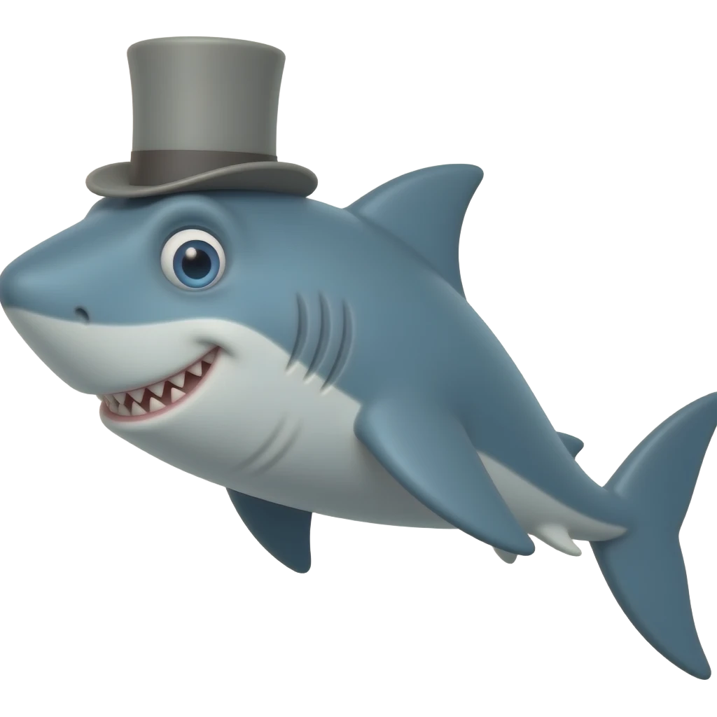 Shark with a top hat emoji