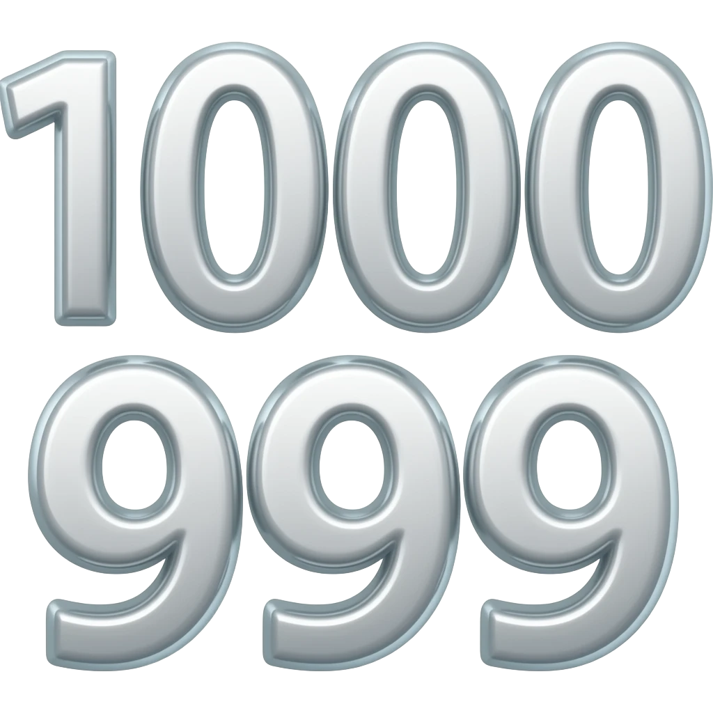 1000-0 numbers 1000 999 emoji