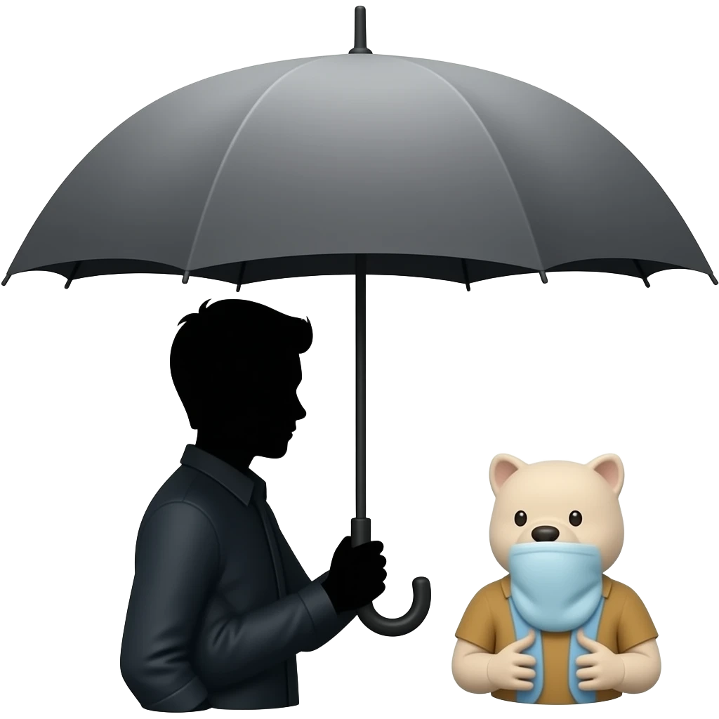 silhouette mary poppins style holding umbrella emoji