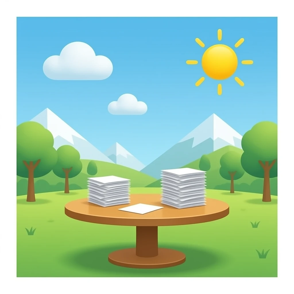 roundtable with papers inside room emoji