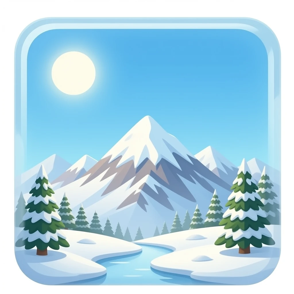 cartoon style less detailed ice block on mountains emoji