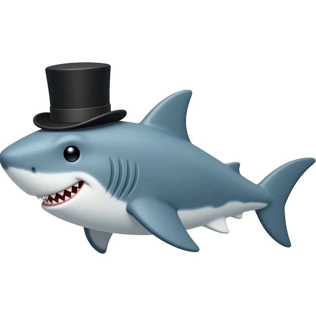 Shark with a top hat emoji