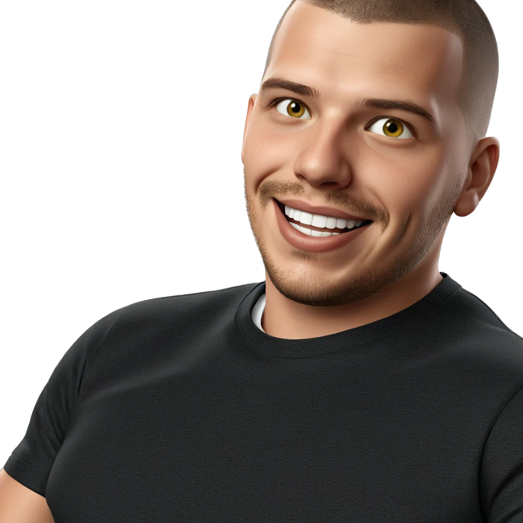 smiling male with buzz cut emoji