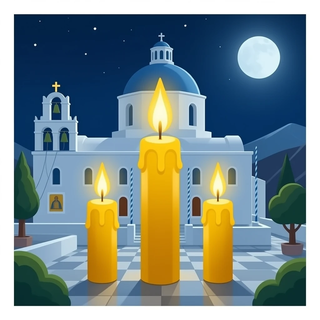 3 dark yellow candles in Greek Orthodox Church emoji