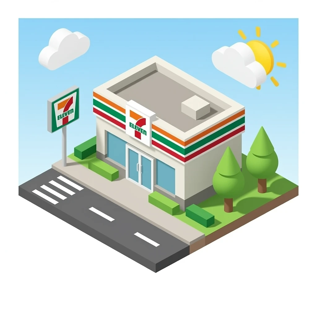 7 eleven shop isometric emoji