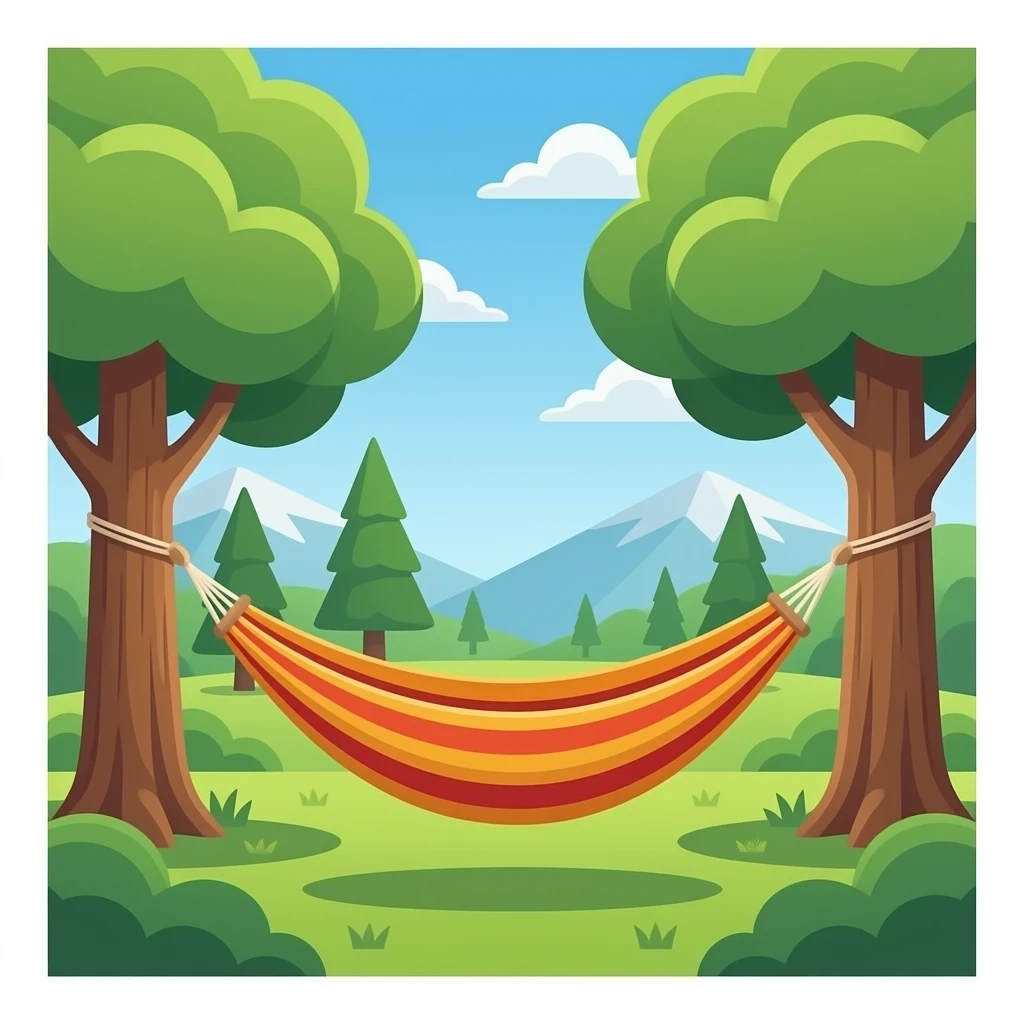 hammock between trees, transparent background emoji