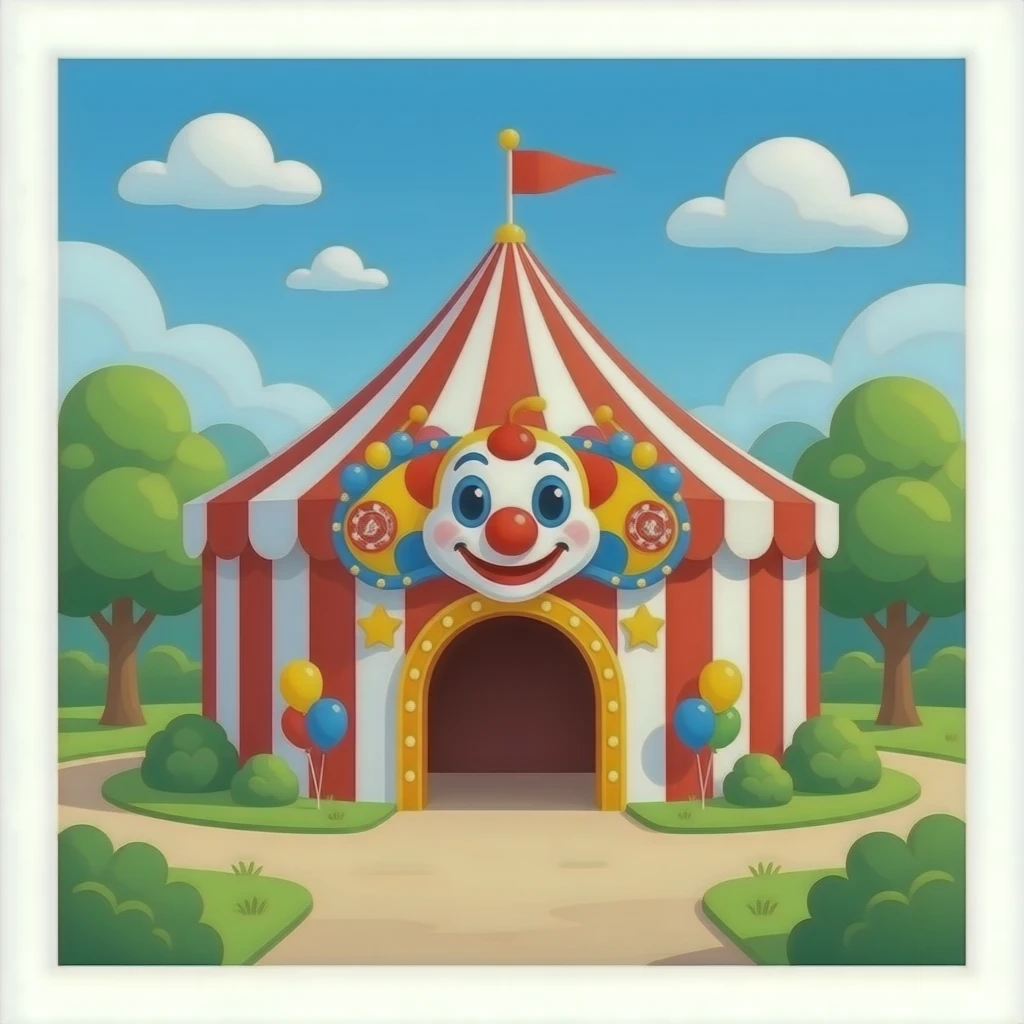 amusement park clown fun house entrance emoji