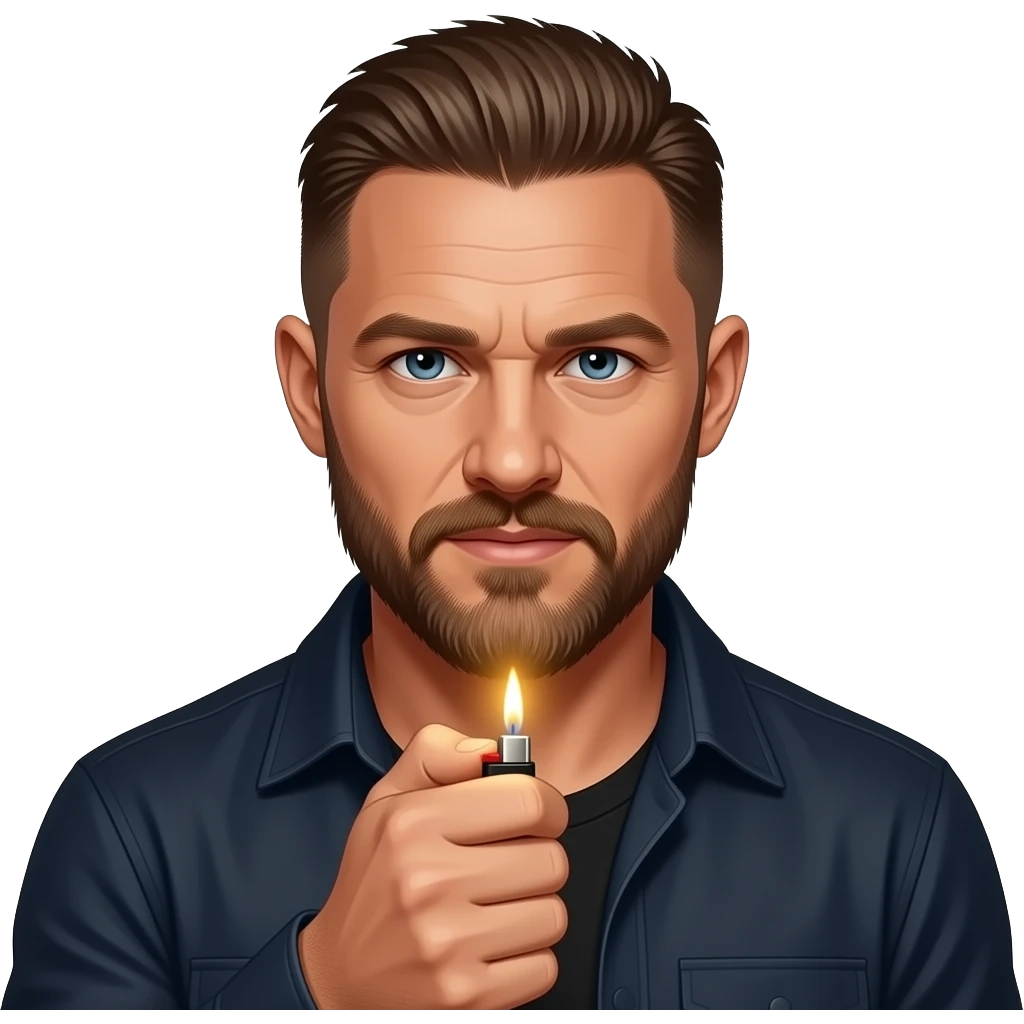 Том харди в фильме безумный макс держит горящую зажигалку emoji