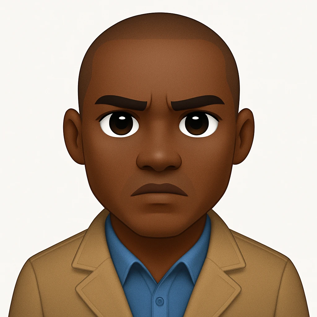 turn the second man in emoji style of the 1st image, match the facial features and clothes emoji