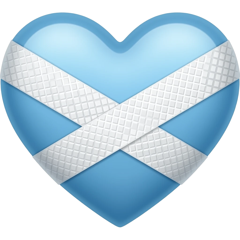 Corazón azul cielo con 2 vendas blancas emoji