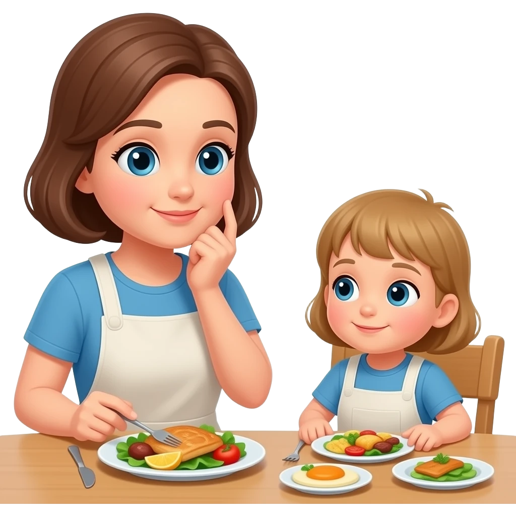아이 밥 메뉴 고민하는 주부 emoji