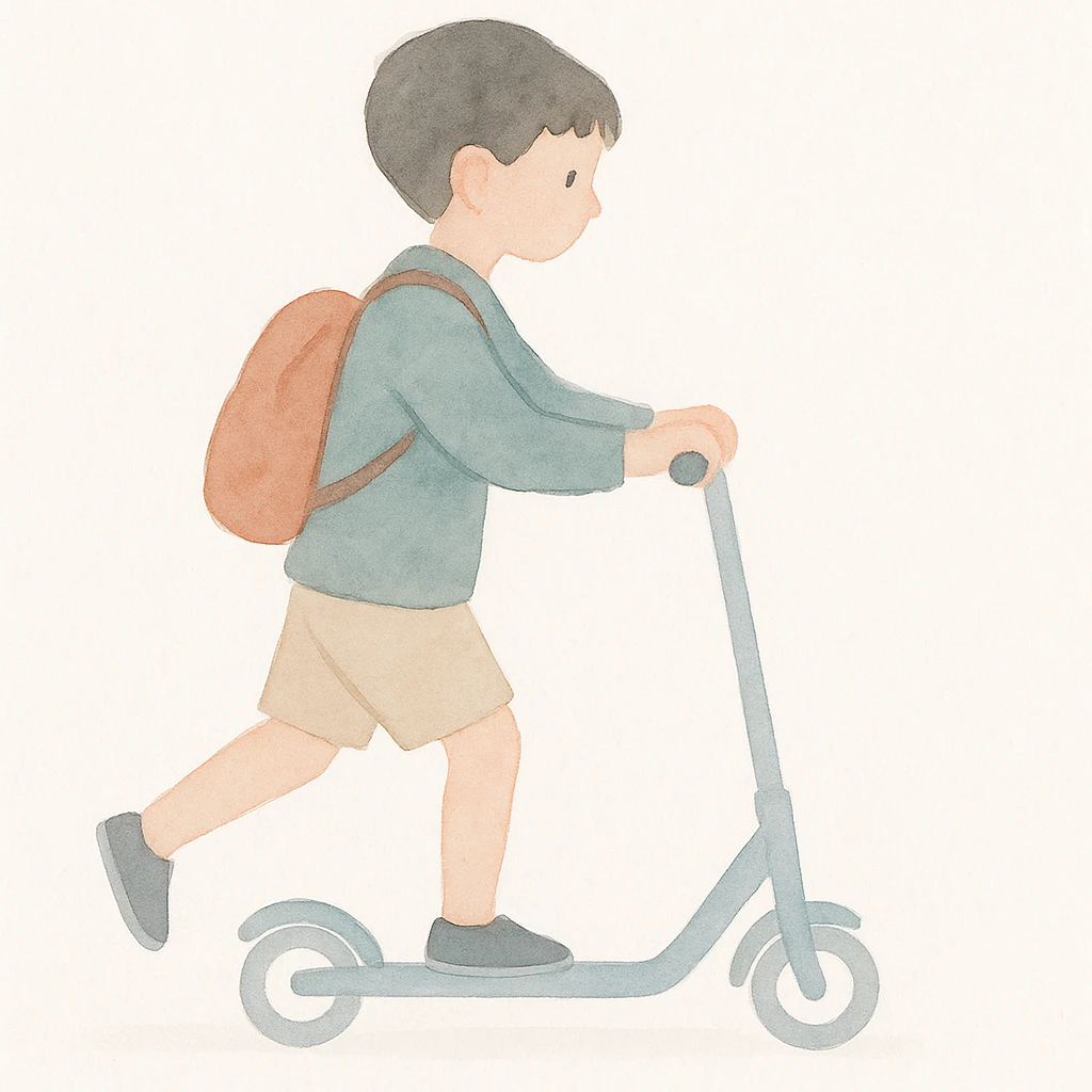 boy riding a scooter emoji