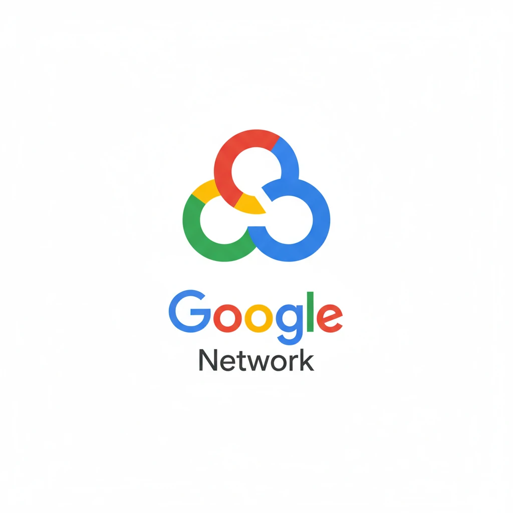 Используя стилистику логотипов Google для поисковика и Cloud сервиса сгенерируй логотип для Google Network emoji