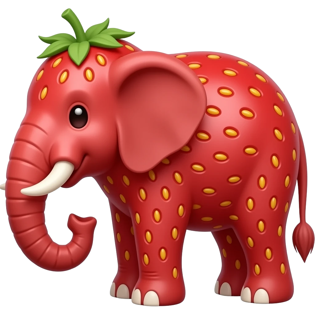 Strawberry elephant more red emoji