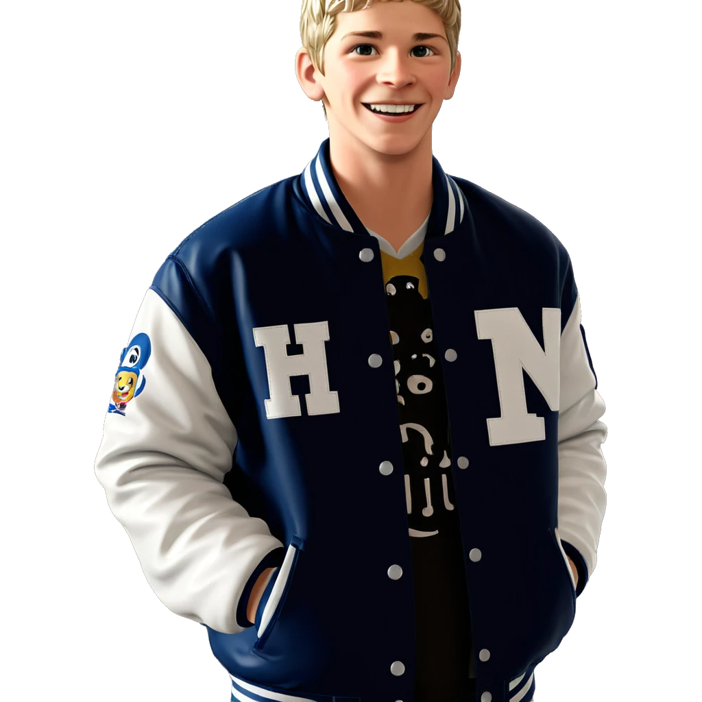 smiling boy in letterman jacket emoji