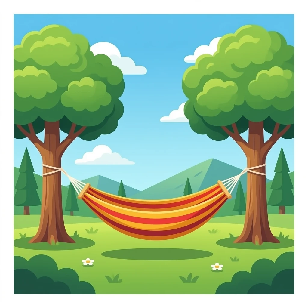hammock between trees, transparent background emoji