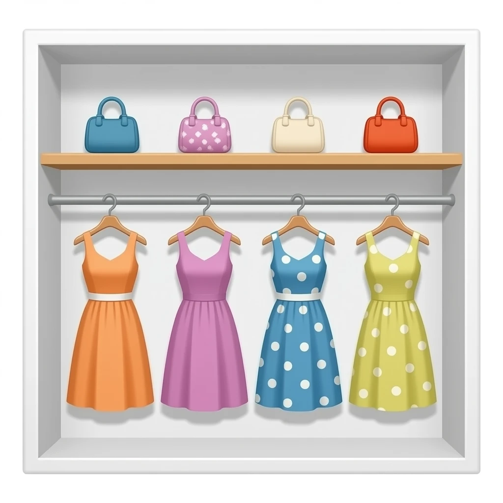 shelf with dresses in the store emoji