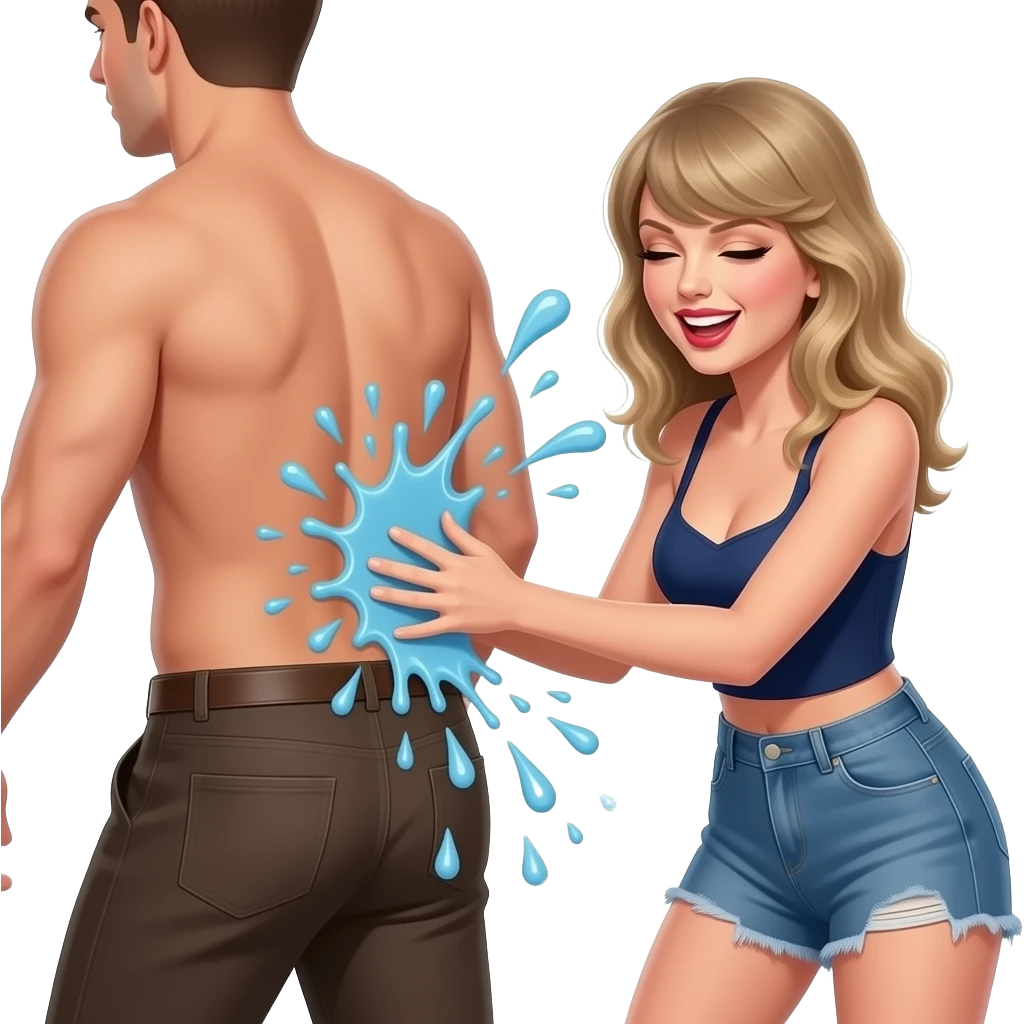 taylor swift slapping someone in the butt and liquid pours out emoji