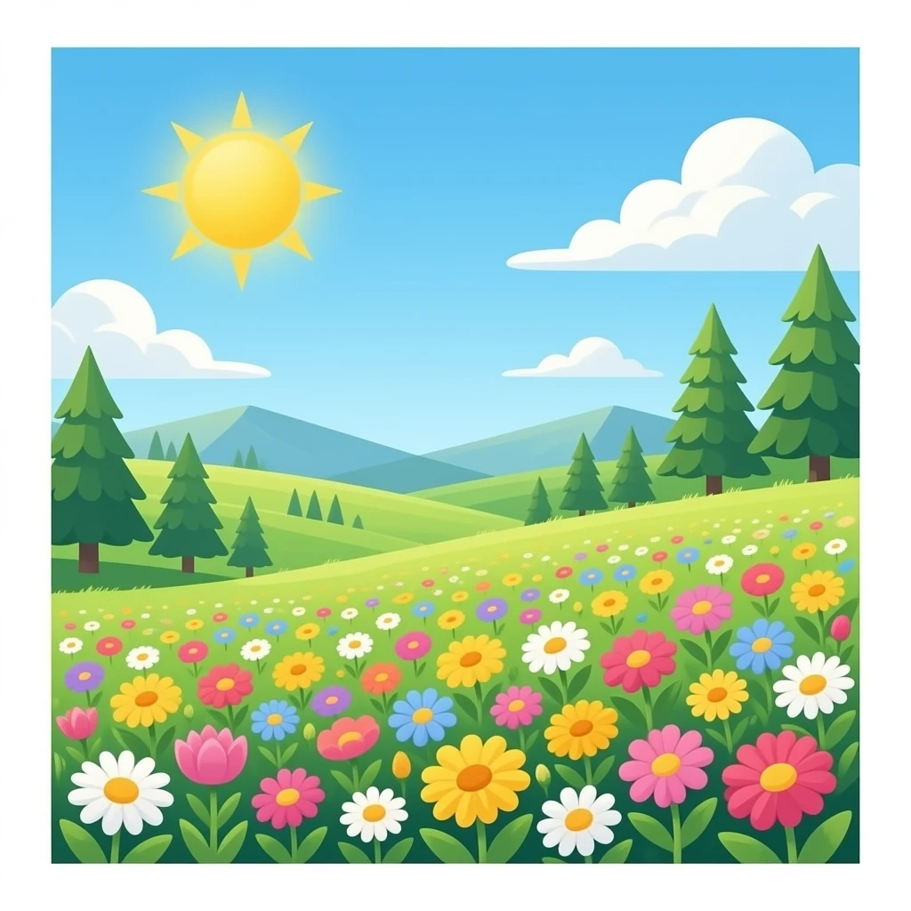 Sol e flores emoji
