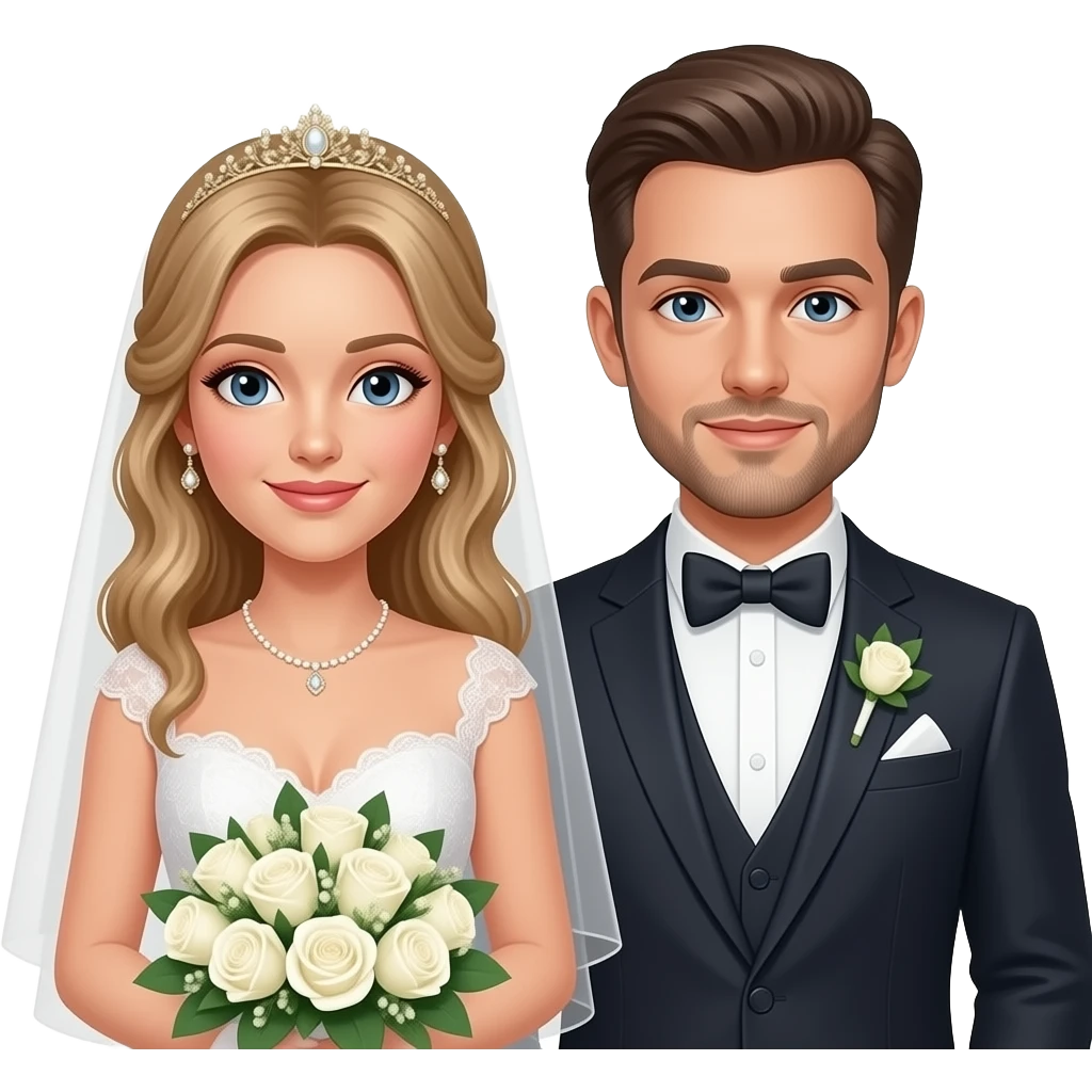 Fair skinned bride and groom with Goldabor emoji