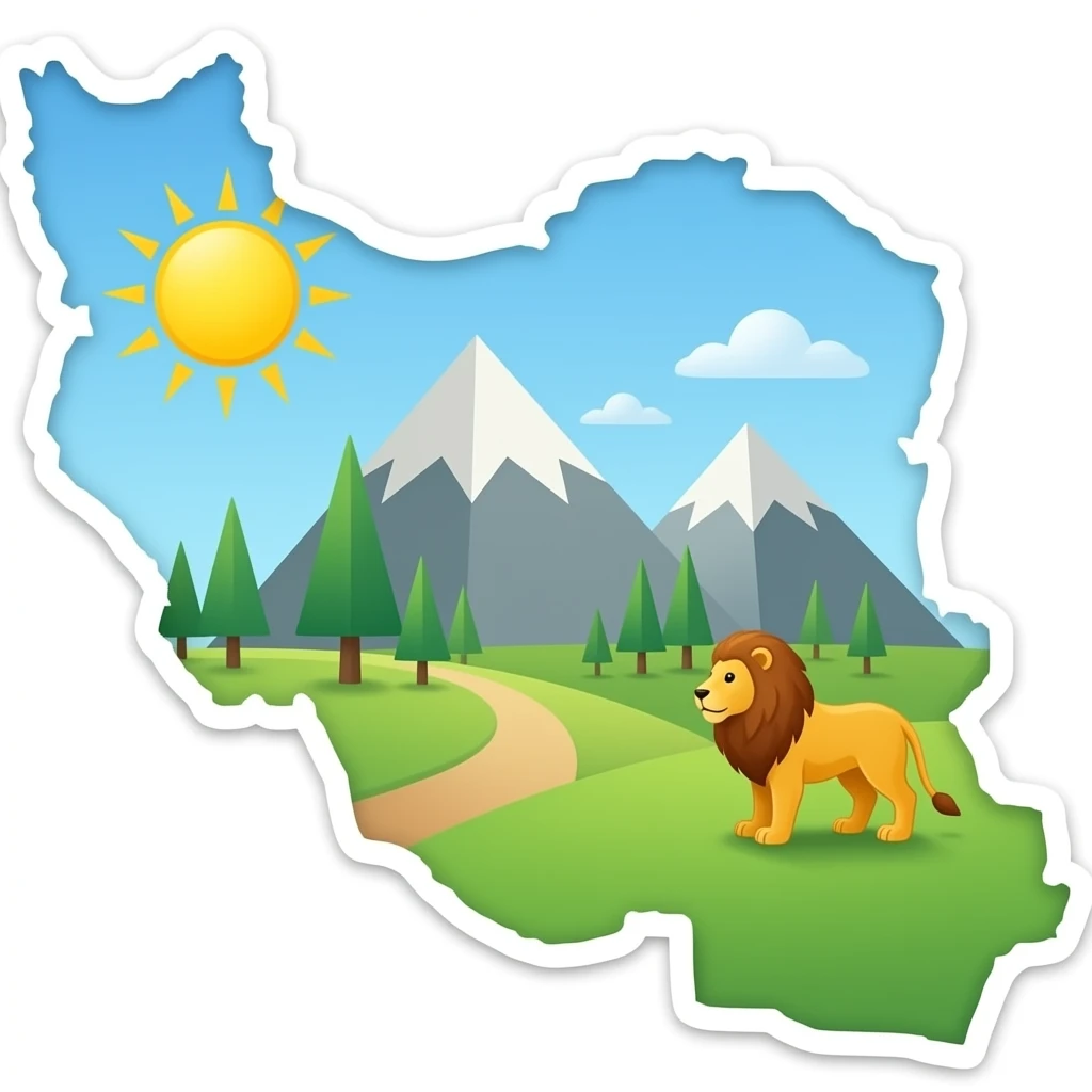 نقشه ایران با نماد شیر و خورشید emoji