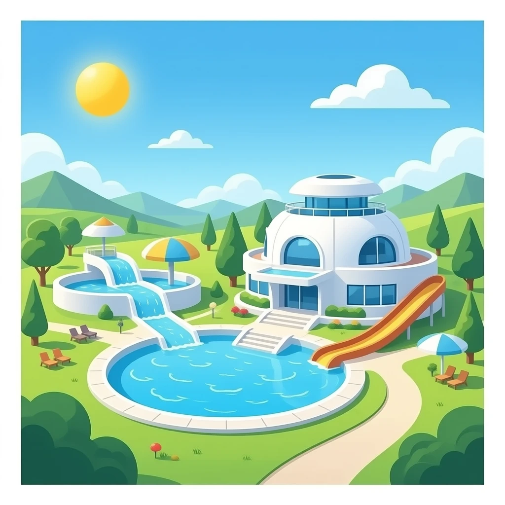 futuristic water park house emoji