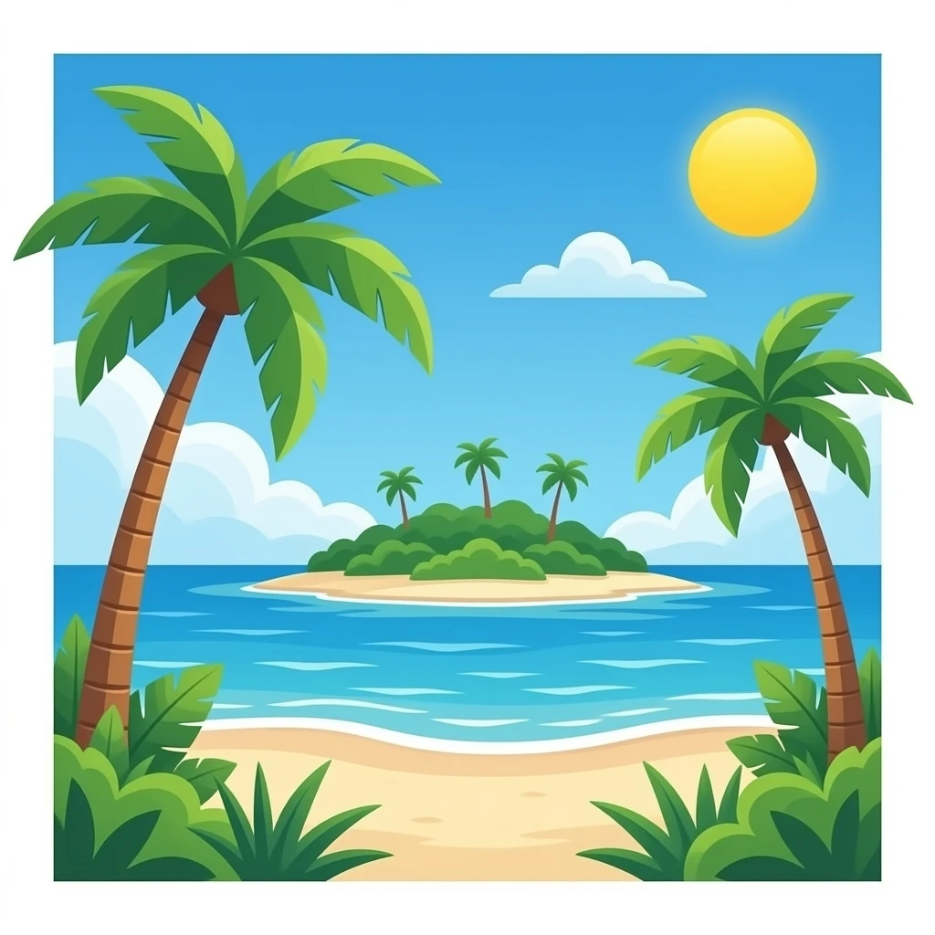 tropical island, emoji