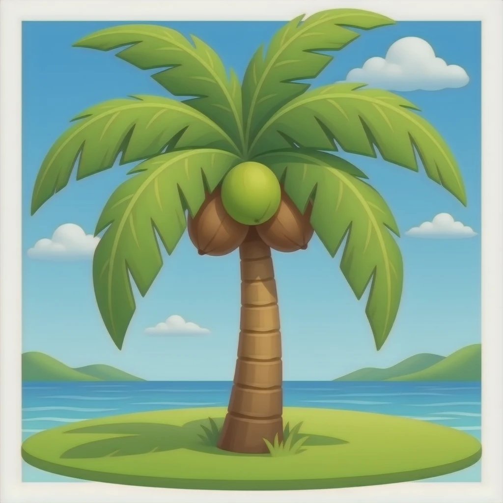 only coconut tree, big coconut, big leaf emoji