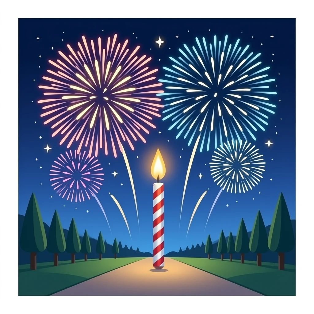 Buon compleanno con fuochi d'artificio emoji