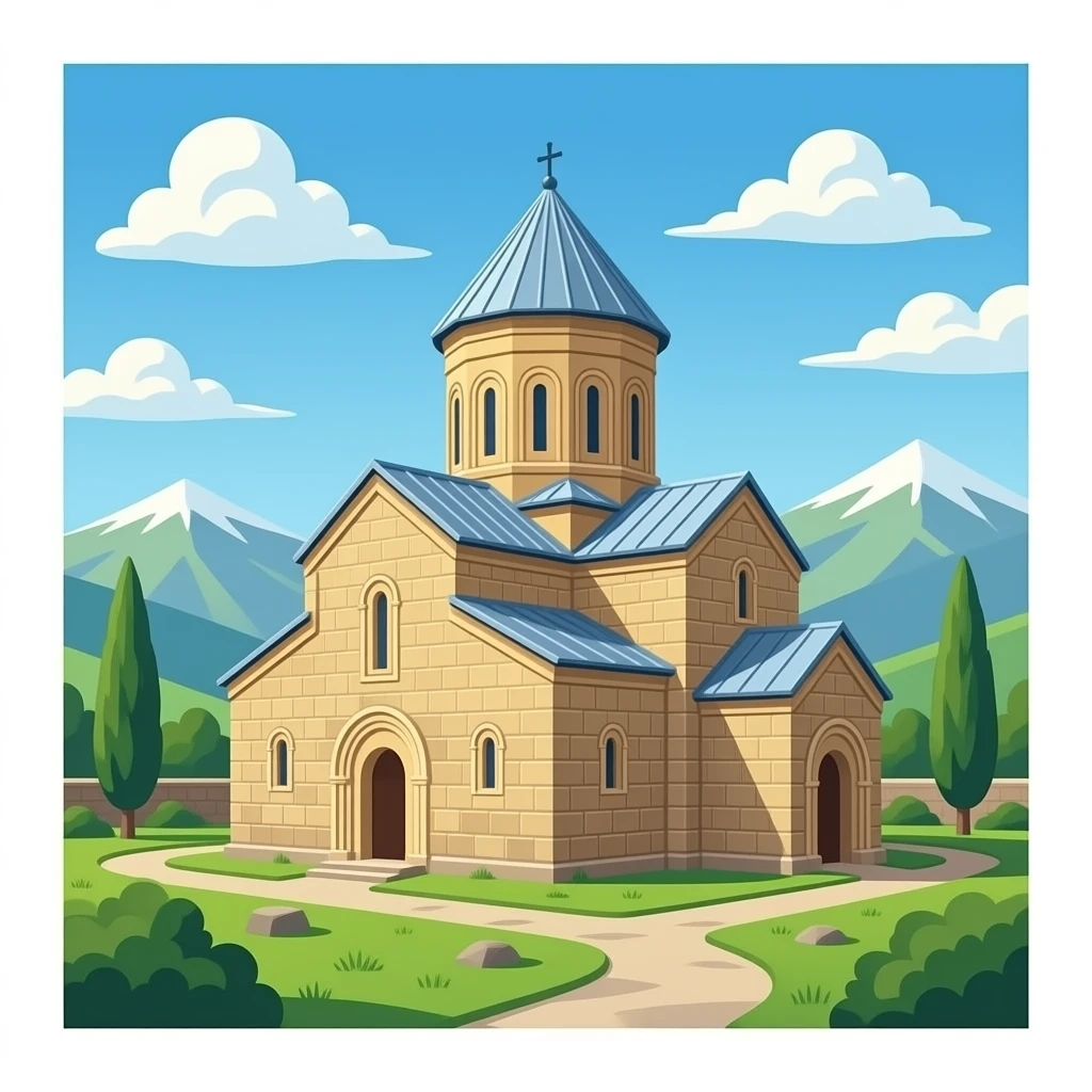 Alverdi Monastery made of stone bricks in Akhmeta, Georgia emoji