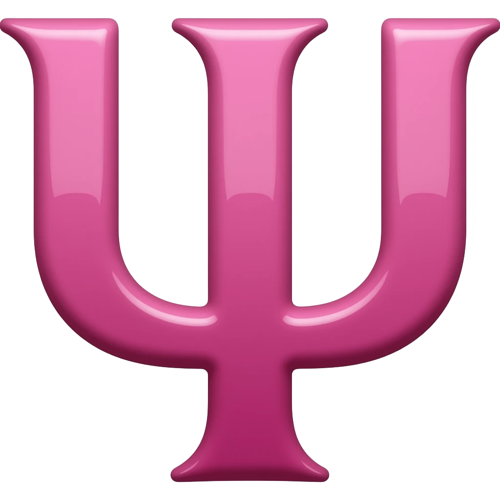 The primary symbol for psychology "Psi" as the 23rd letter of the Greek alphabet in pink emoji
