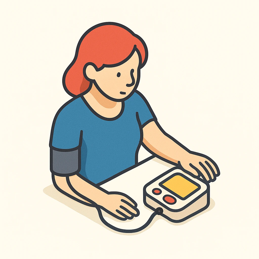 woman checking her blood pressure emoji