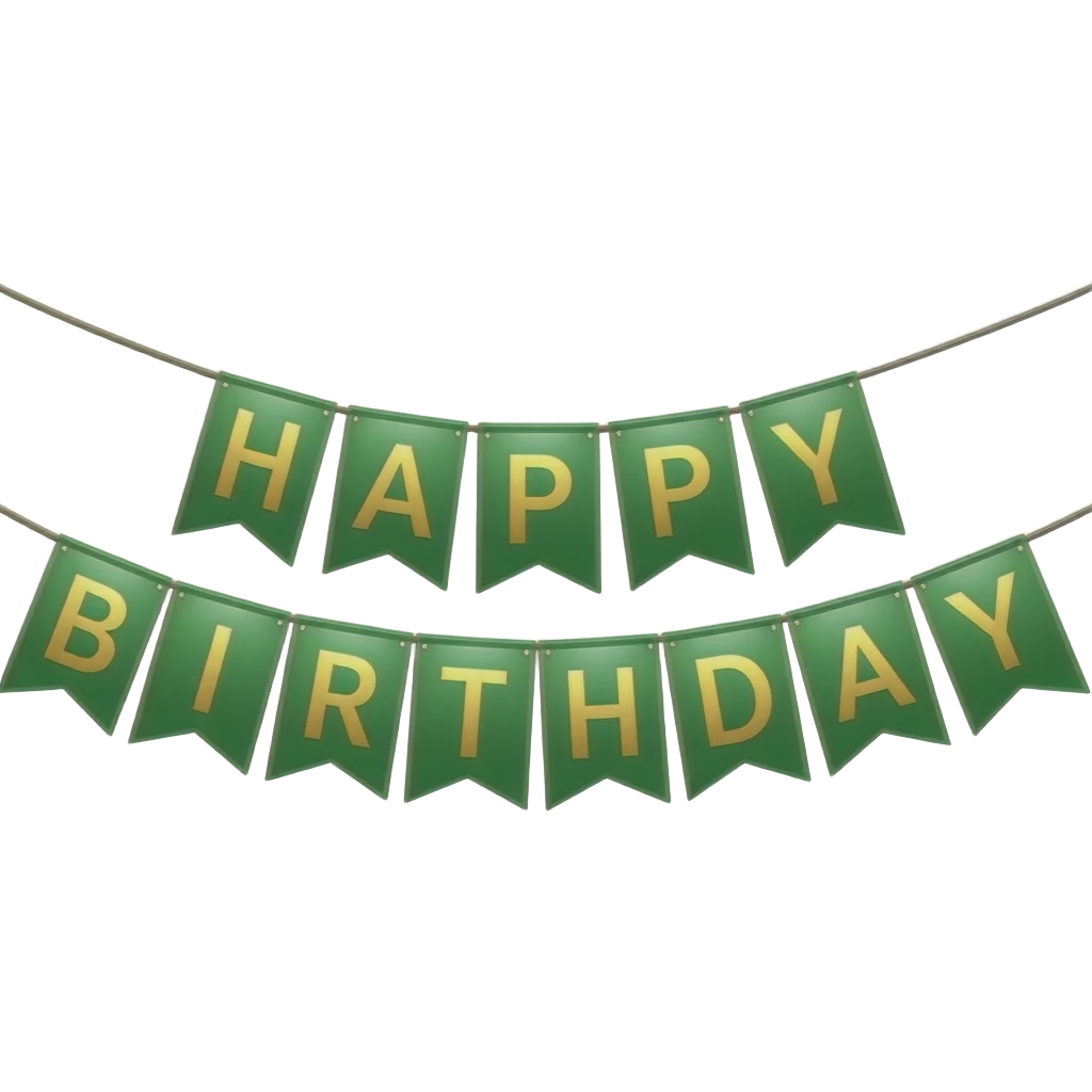 happy birthday banner green and gold emoji