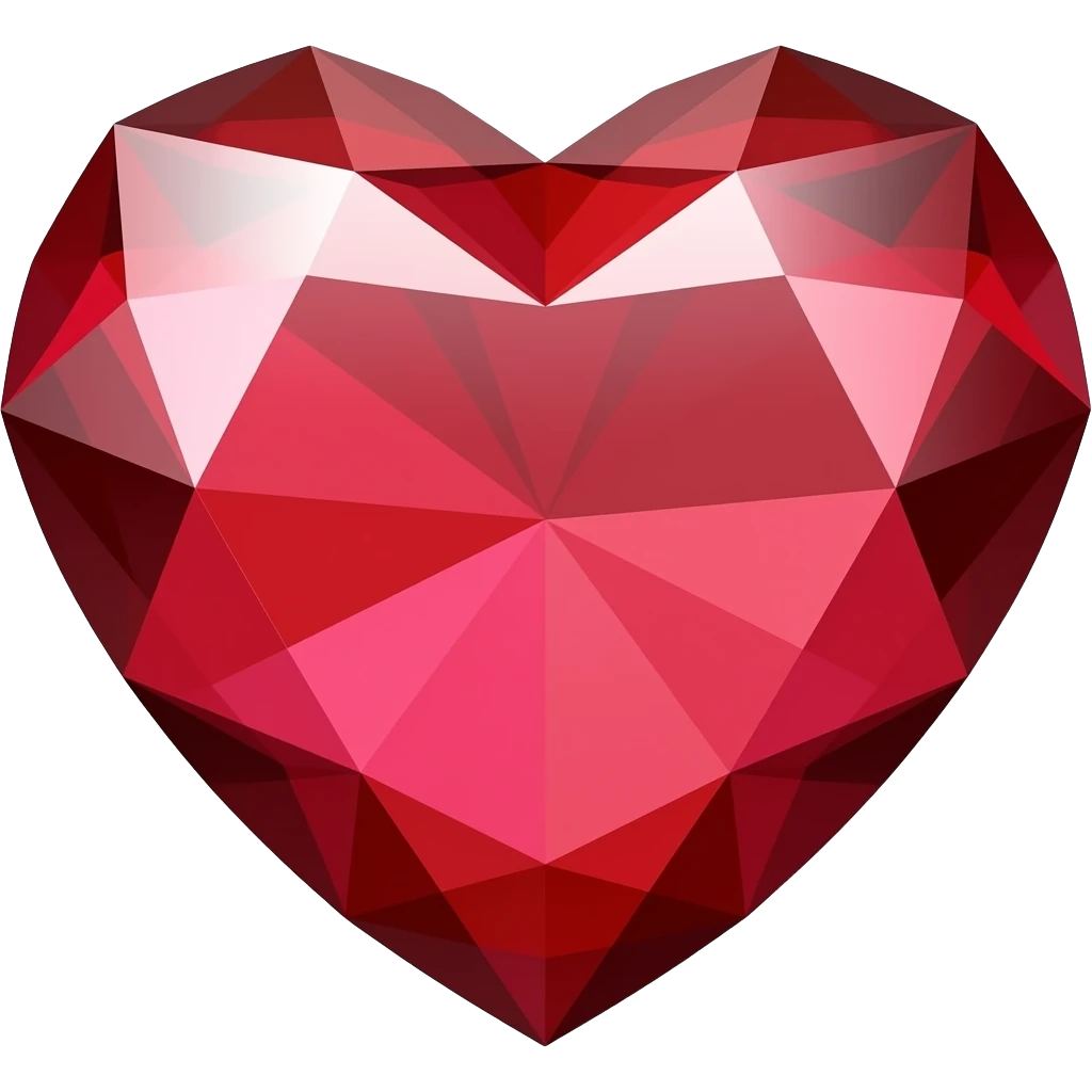 Рубиновое красное сердце алмазной огранки emoji