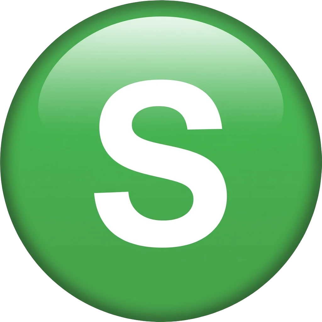 letter S in circle with grean colour emoji