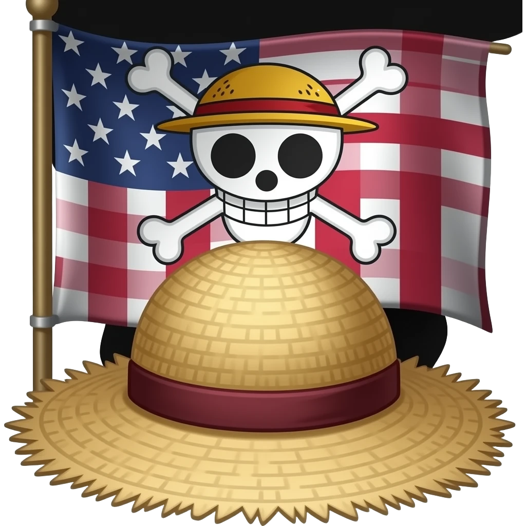 Straw Hat crew flag One piece background black emoji