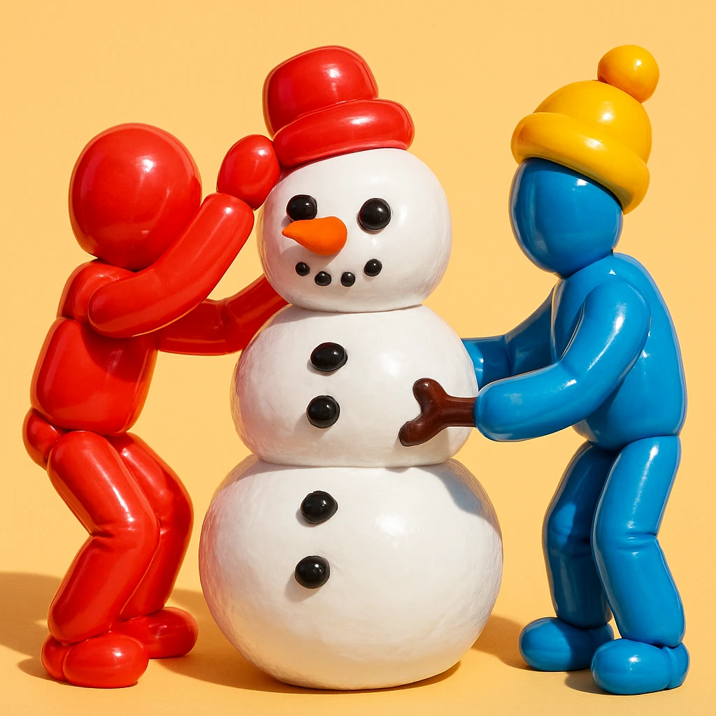 people making a snowman emoji