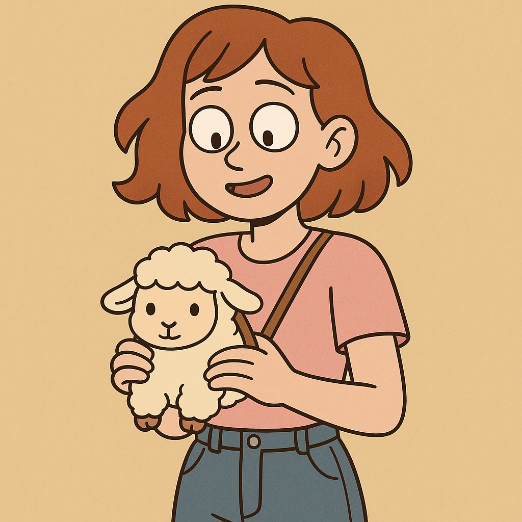 A Girl Holding a Little Lamb Bag emoji