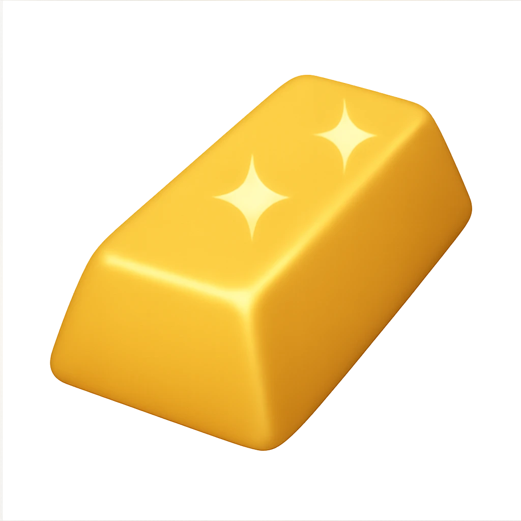 Слиток золота в стиле эпл емодзи на пнг фоне без фона (прозрачный фон) emoji