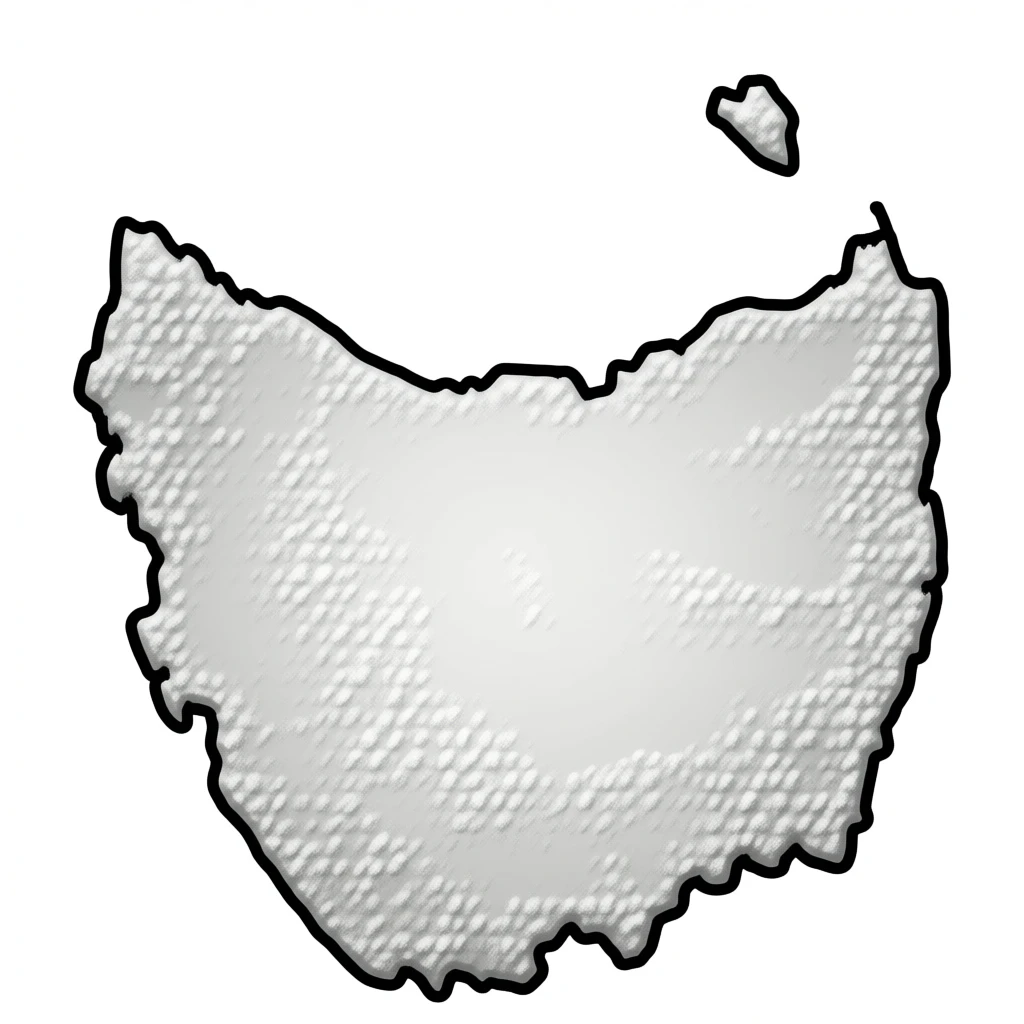 map of Tasmania all white just border in black pen, I said just black and white, replace blue with white , inside white no grey emoji