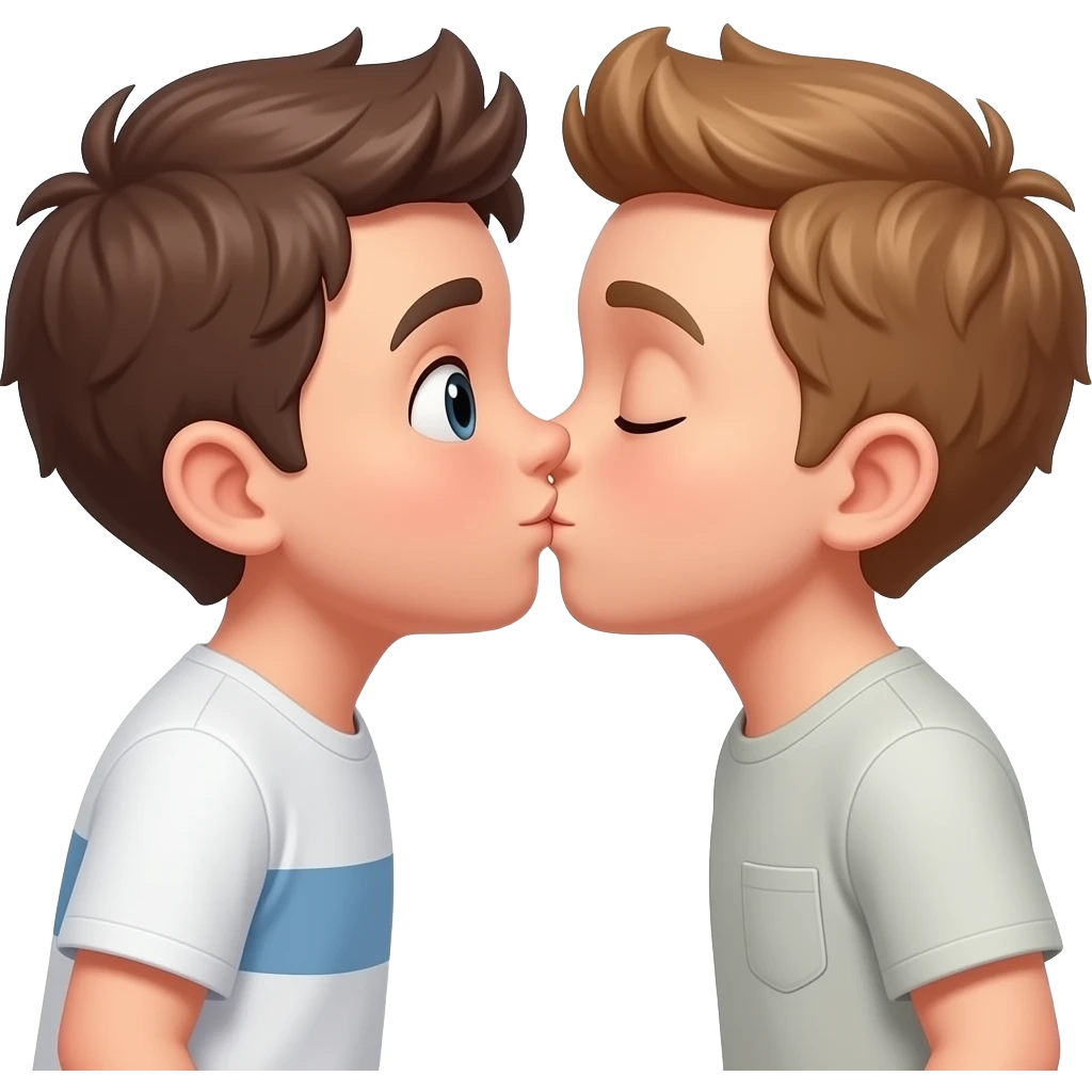 boy and a boy kissing and emoji