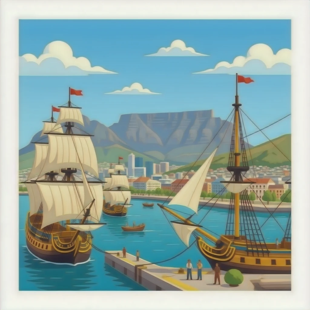 17th century, The Dutch East India Company in Cape Town, establish a port but failed to persuade the Khoi Khoi in Cape Town to work for them emoji