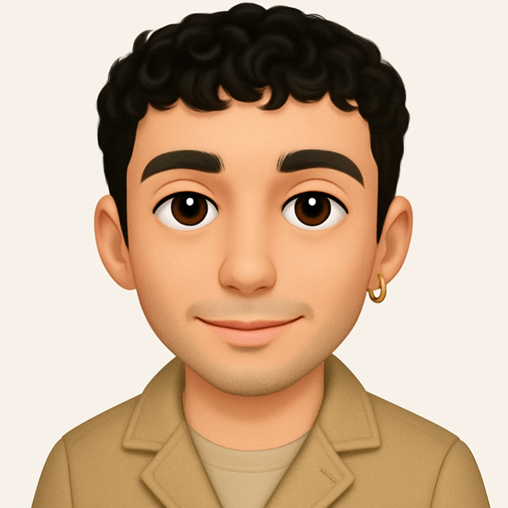 turn the second man in emoji style of the 1st image, match the facial features and clothes emoji