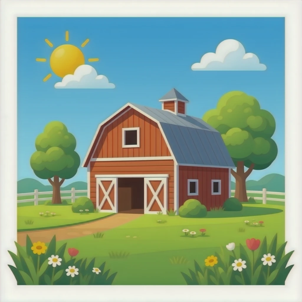 Green barn emoji