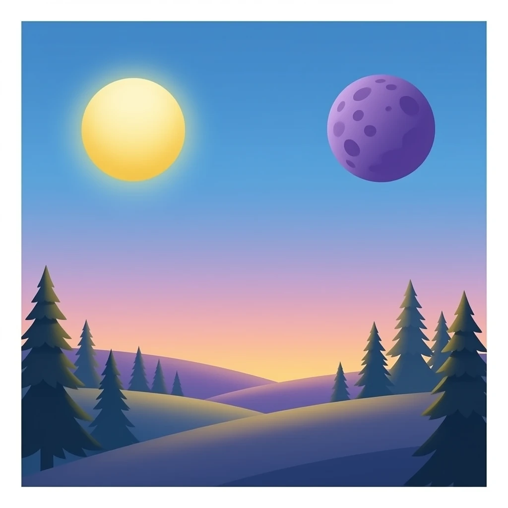 A blue sun and a purple moon high quality, detailed. emoji