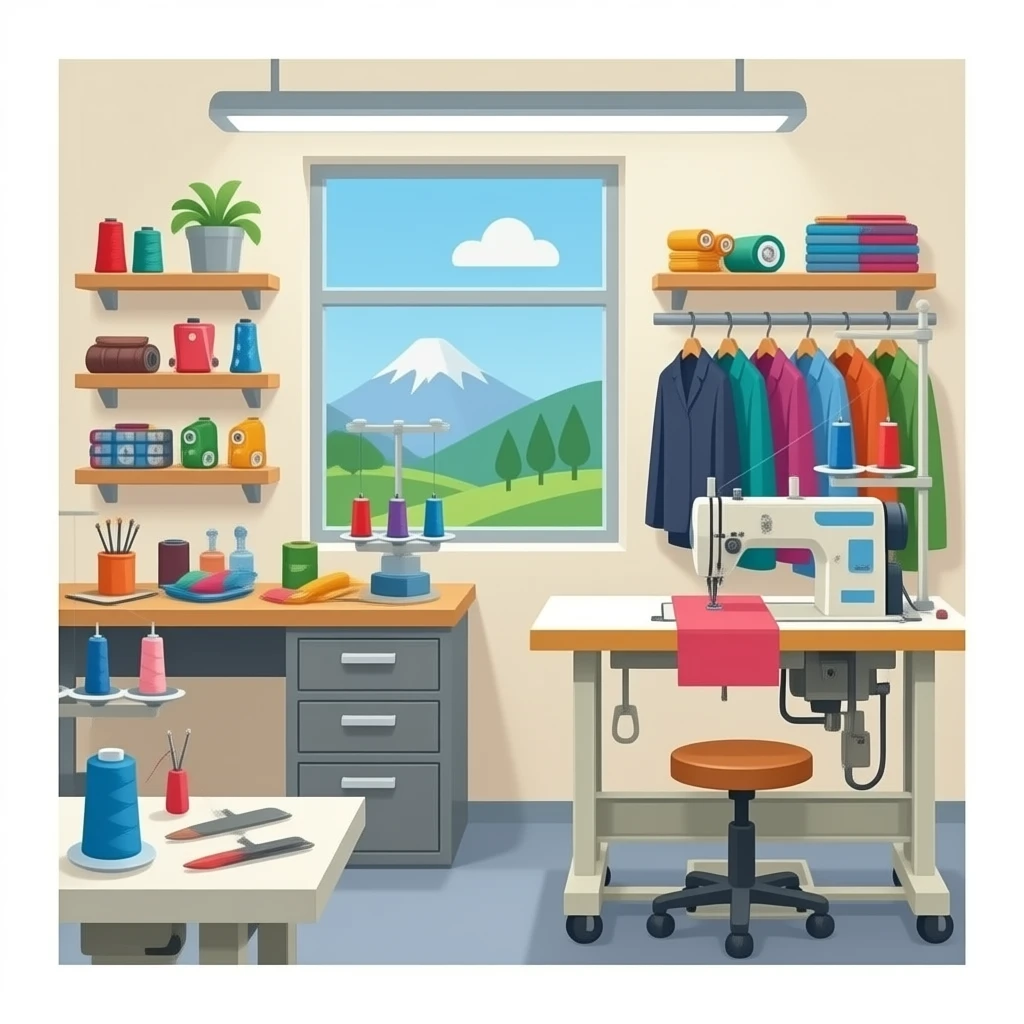 work station of newly appointed staff of Garments Factory emoji