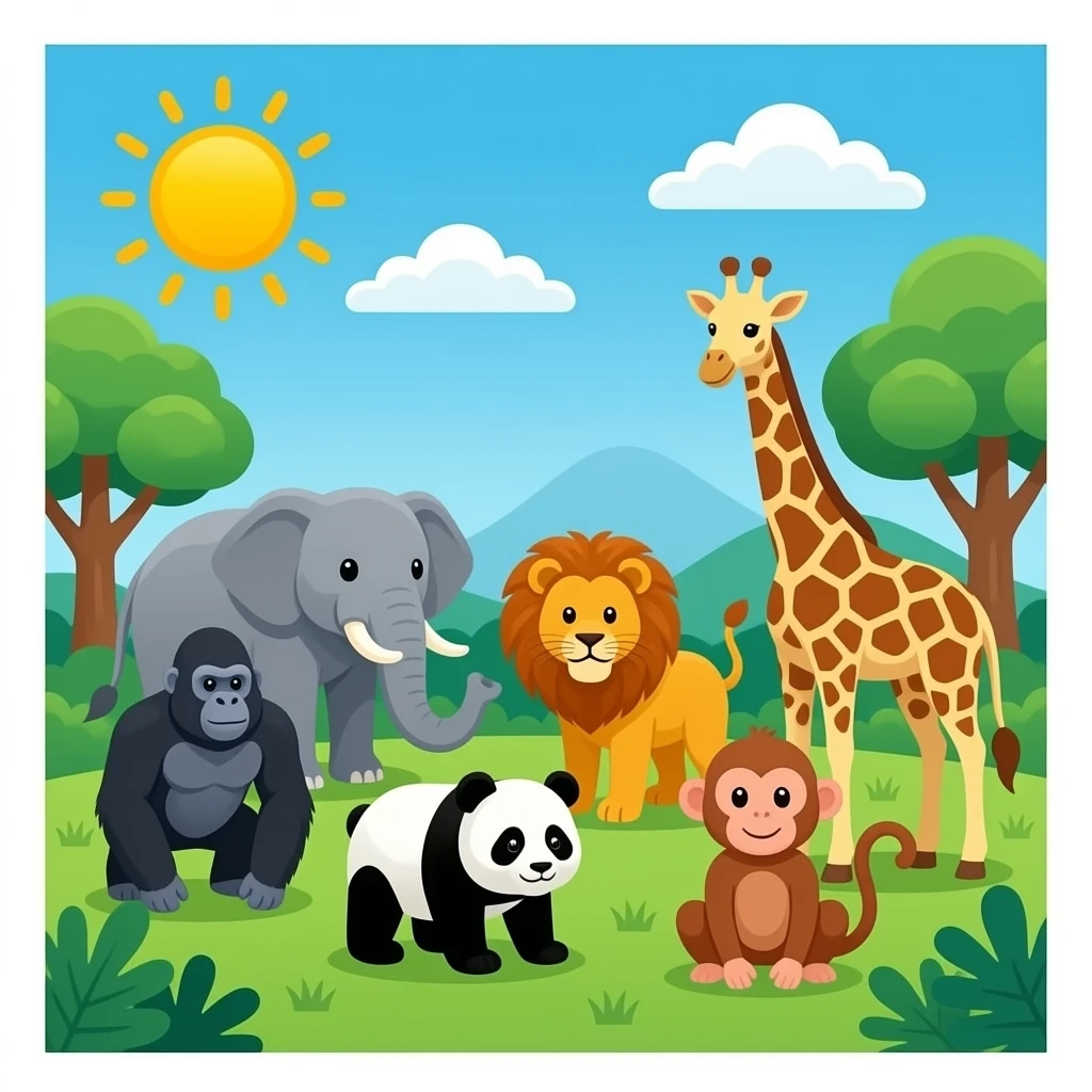 Zoo 🐘🦁🐼🦍🐒🦒in Google Noto Color Emoji emoji