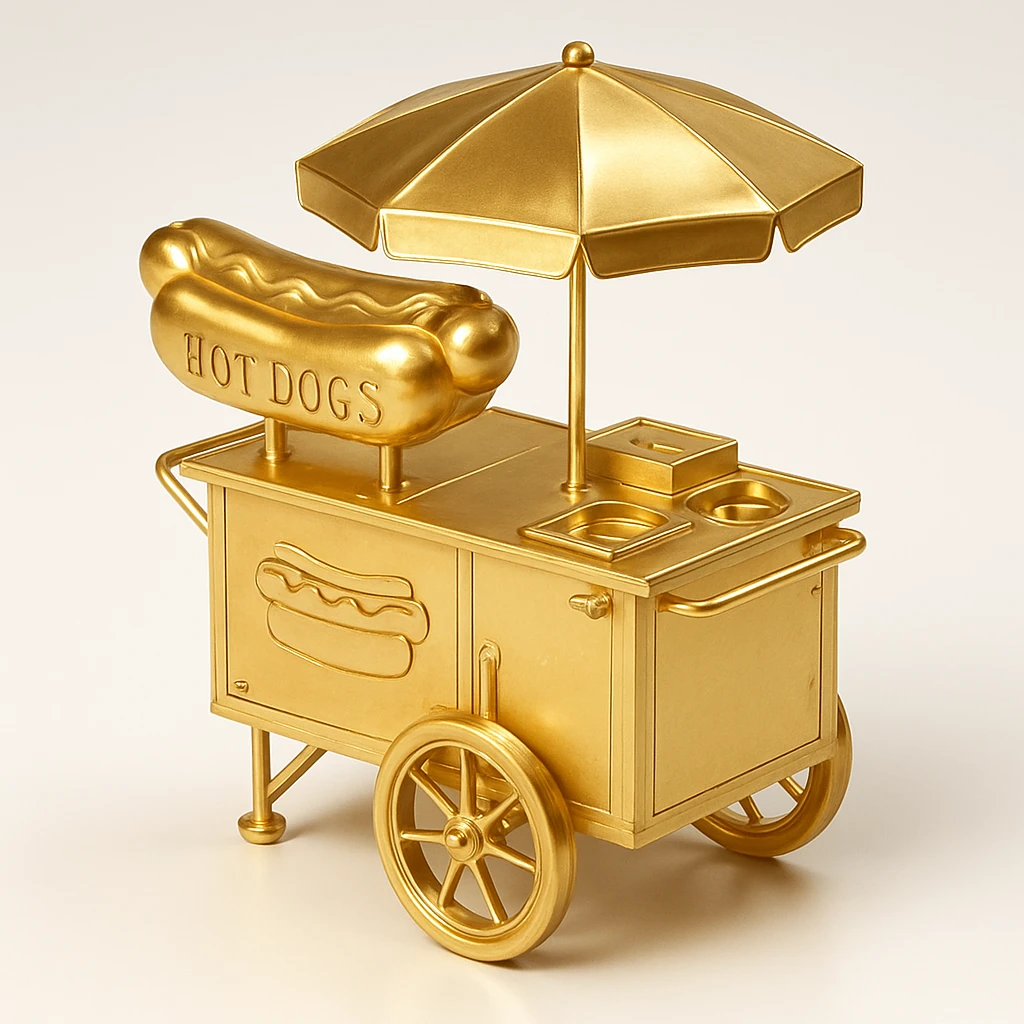 hotdog seller in New York with cart emoji