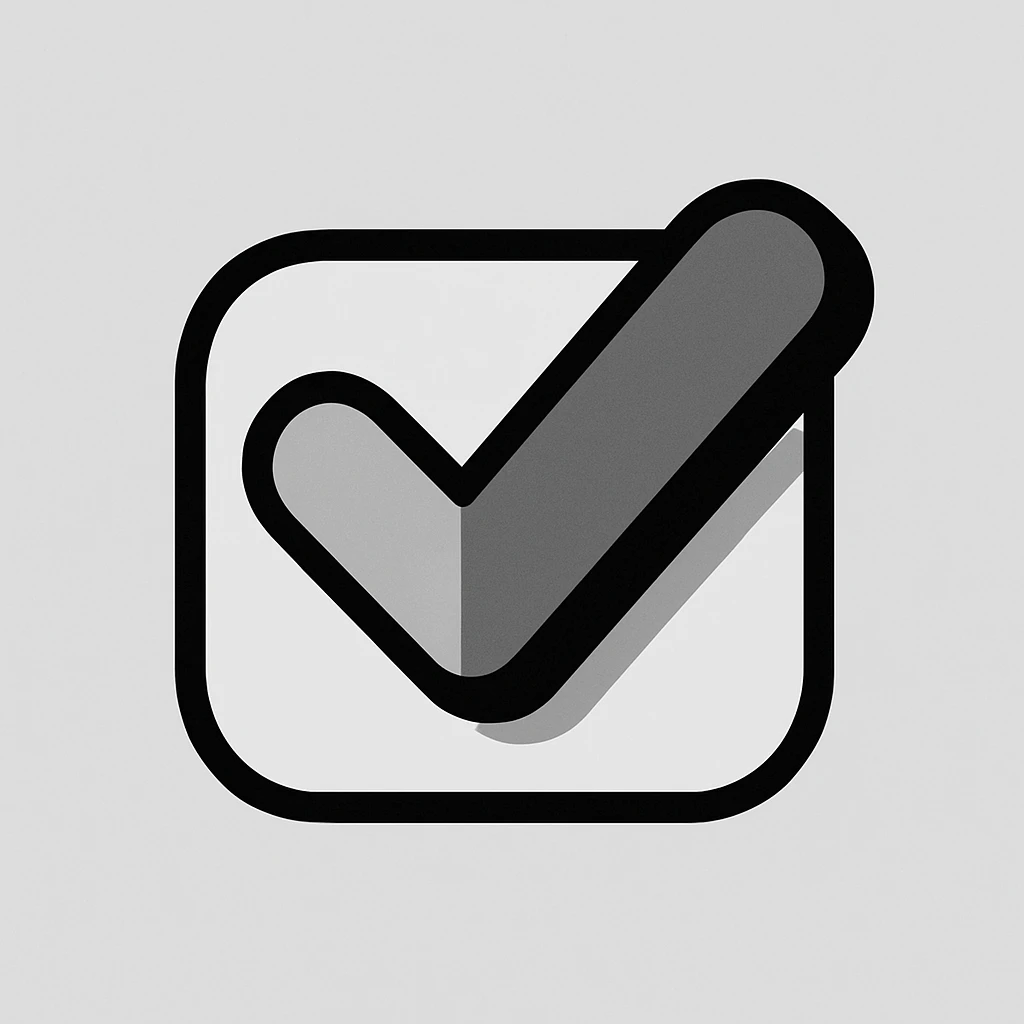 modern clean check mark icon on gray background emoji