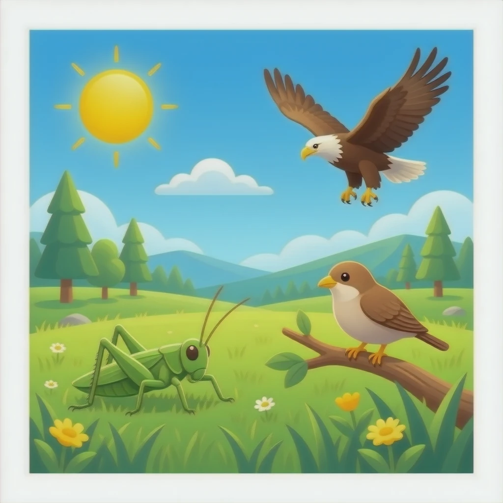 Food chain ☀️☘️🦗🐦🦅 emoji